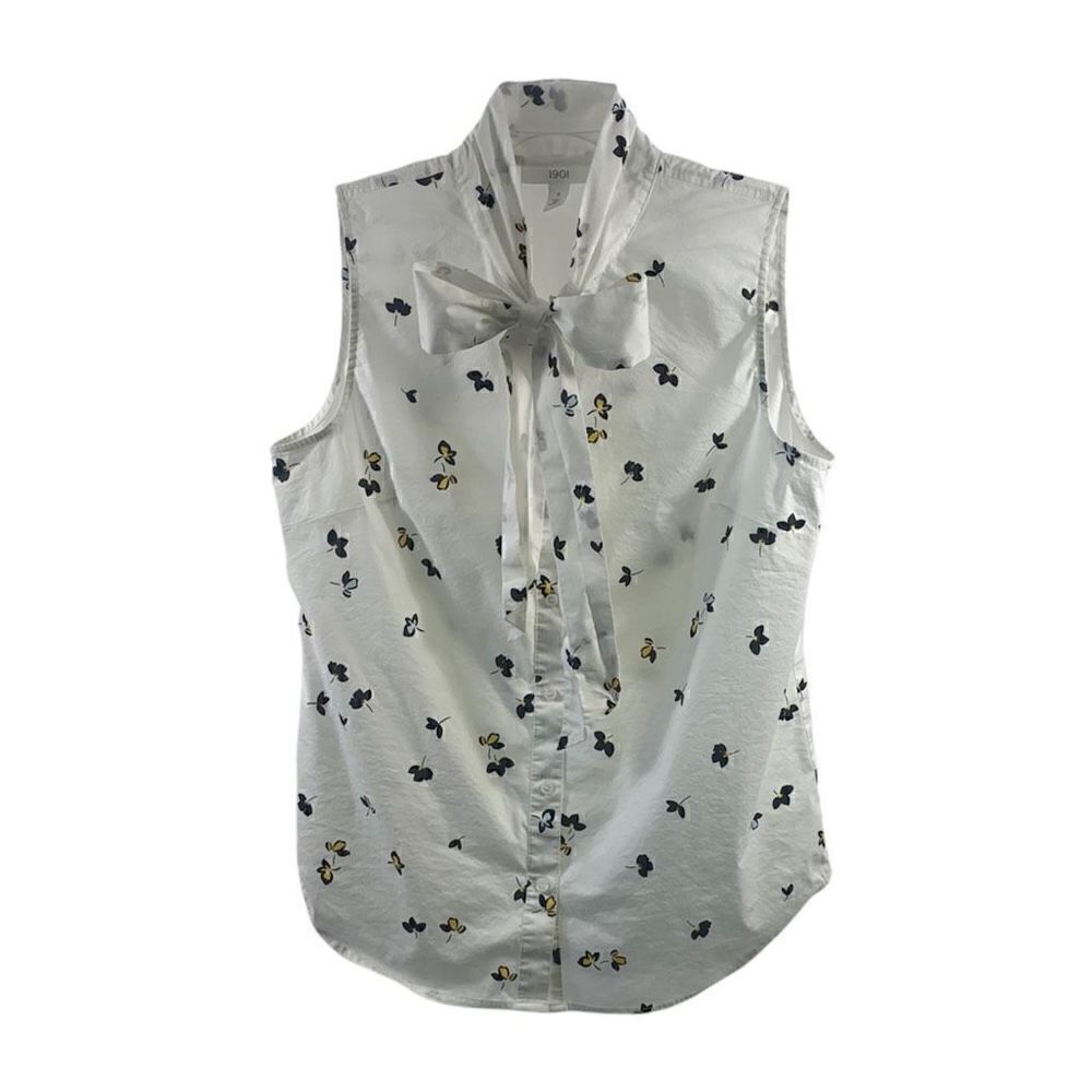 1901 Floral Sleeveless Bow Blouse Size S